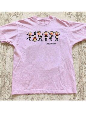 Light Pink Paul Frank monkey dancing graphic t-shirt